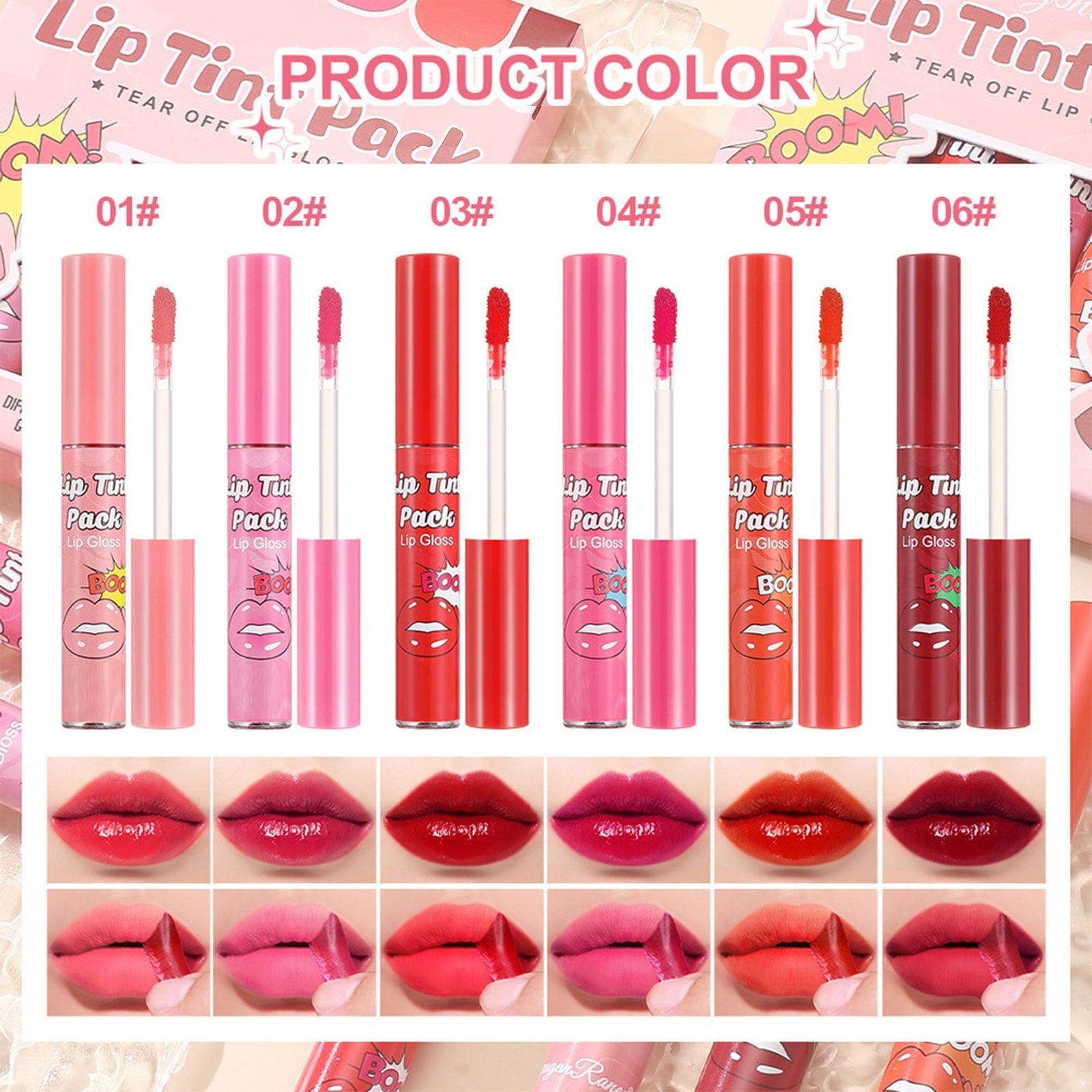 

6-Color Matte Lip Stain & Gloss Set, Long-Lasting Waterproof Lip Ink, Peel Off Tattoo Formula with Pigmented Lip Liner One Size