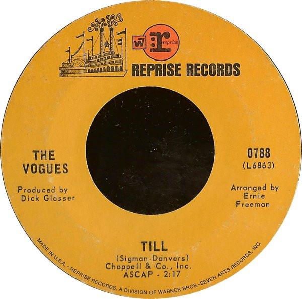 

7inch Record VOGUES - Till / I Will 0788 Reprise Records 1968 US Pop Used