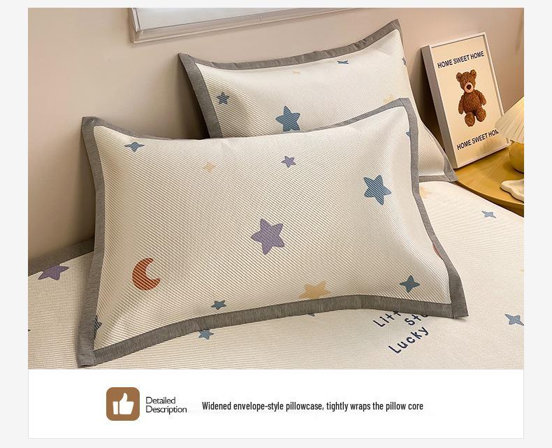 New Cute 3-Piece Ice Vine Cooling Mat Pillowcase & Bed Sheet Set with Digital Print - Spring/Summer