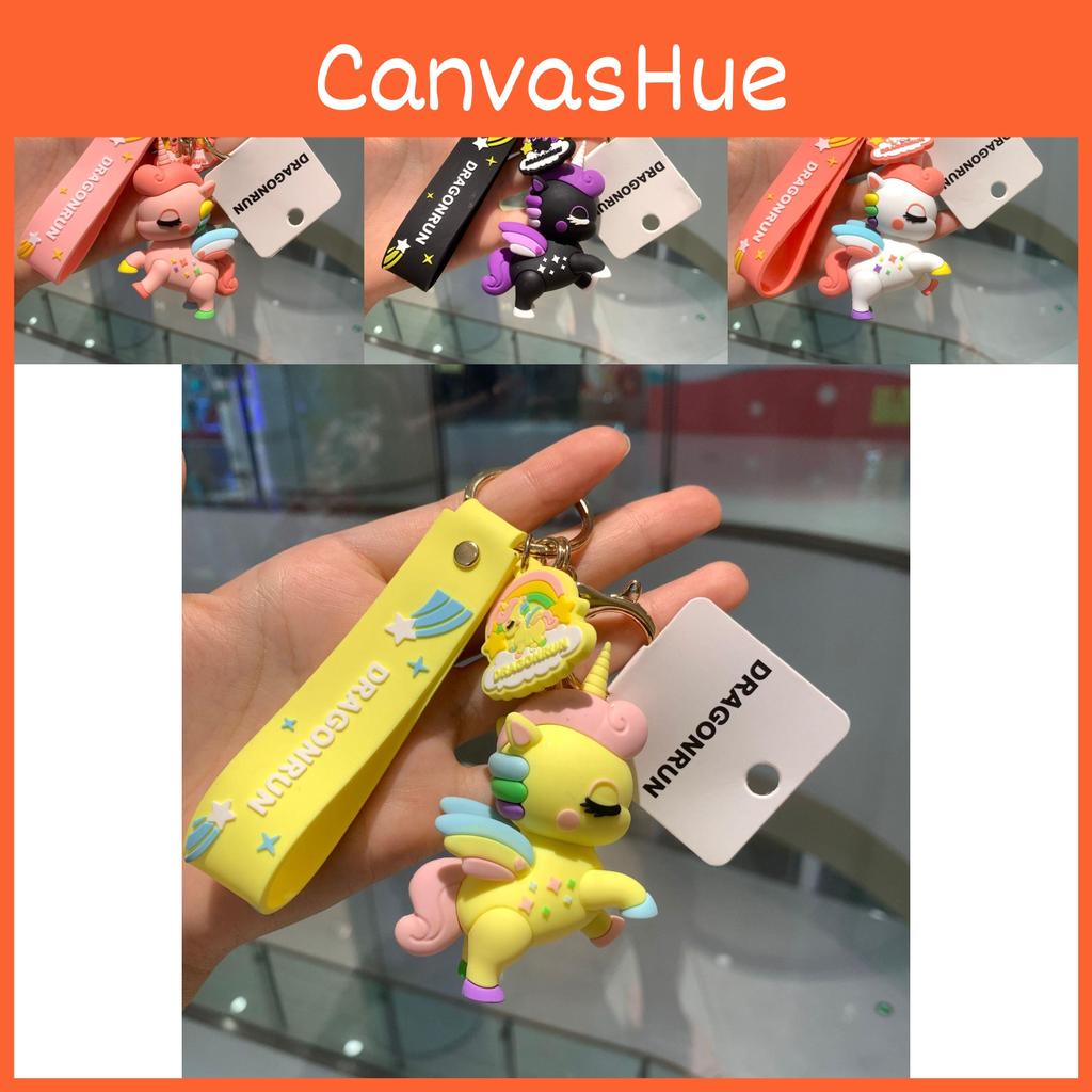 Adorable Unicorn Keychain Cartoon Style Cute Gift Bag Charm For Couples In Pink Metal