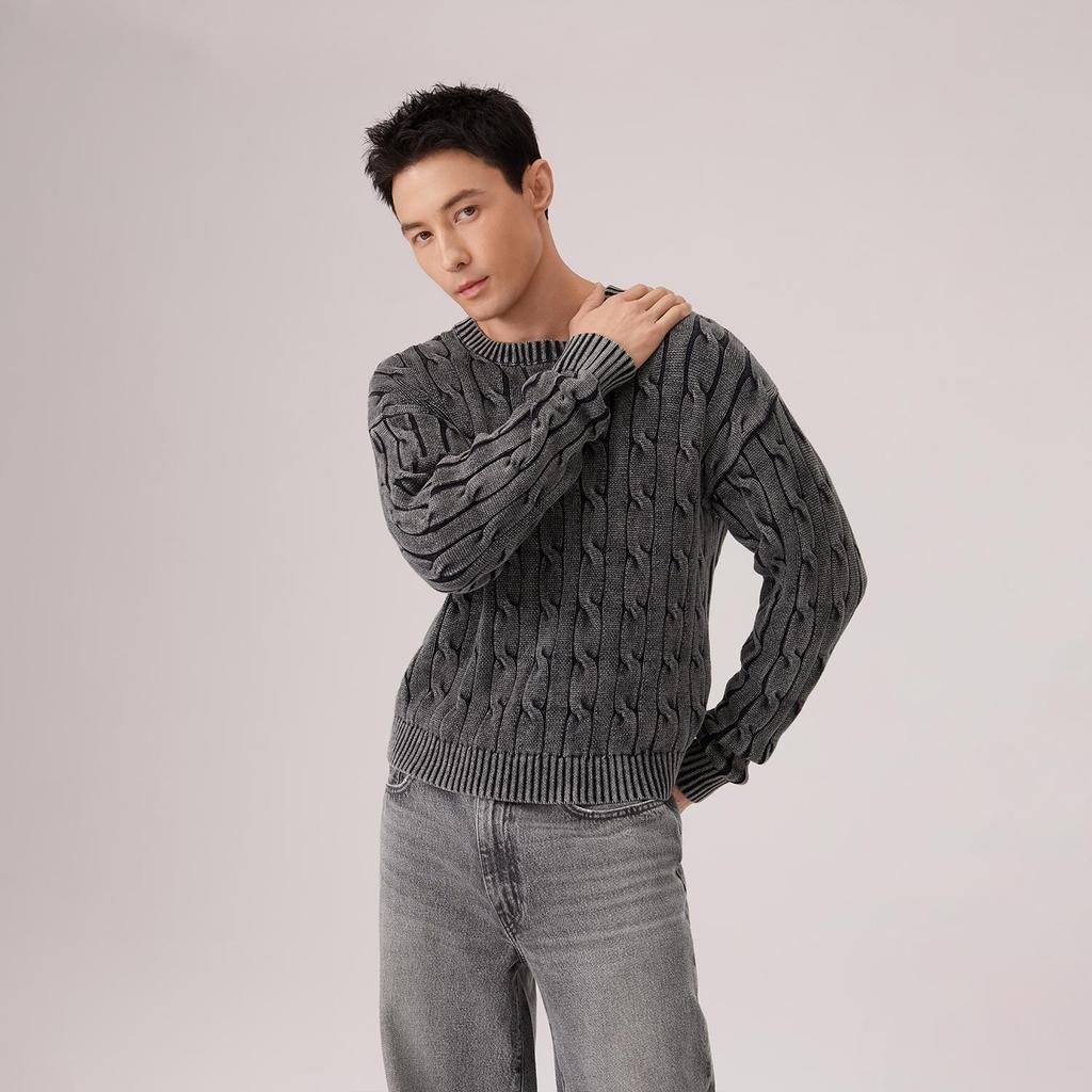 Levi's Men's Carmel Cable Crew Sweater Phantom Black 0058W-0002