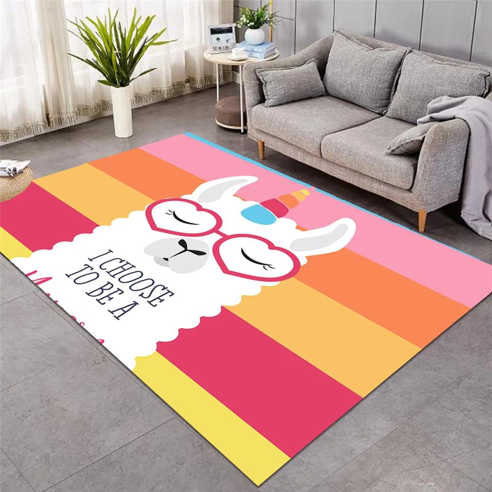 

Llama Alpaca Carpet Funny Animal Area Rugs for Living Room Doormat Non Slip Floor Mats Children Crawling Rug Home Decorations 40x60cm 16x24 inch