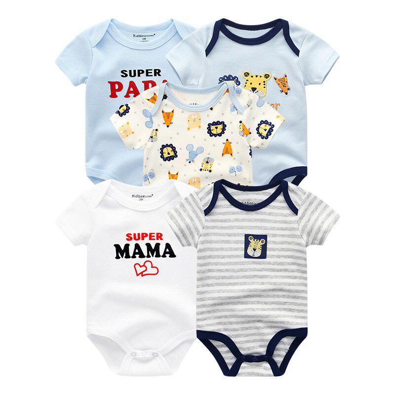 

5 шт./лот, боди для новорожденных, детская одежда с короткими рукавами, детские комбинезоны с круглым вырезом 3M