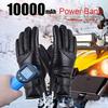 Leather Thermal Heated Gloves Waterproof Outdoor Electric Heating Gloves Touchscreen Hand Warmer for Hiking Skiing Fishing