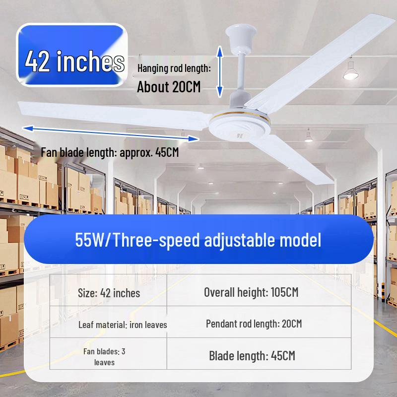 

56-дюймовый потолочный вентилятор с железными лопастями для дома, школы и промышленного использования