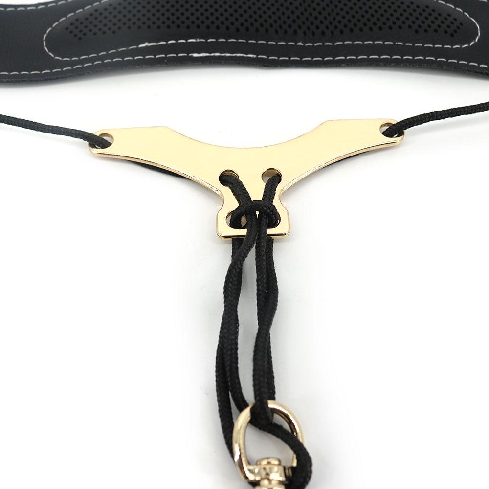 Universal Adjustable Saxophone Neck Strap PU Leather Sax Strap Metal Hook Breathable Design for