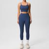 Women's Fashion Solid Color Back Top Tight Breathable Yoga Suit Set Sports Running Fitness Pants Two Piece Set