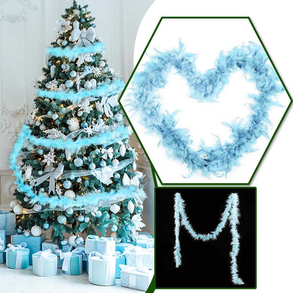 Cheap 1/2PCS Christmas Tree White Feather Boa Strip Xmas Decor Garland