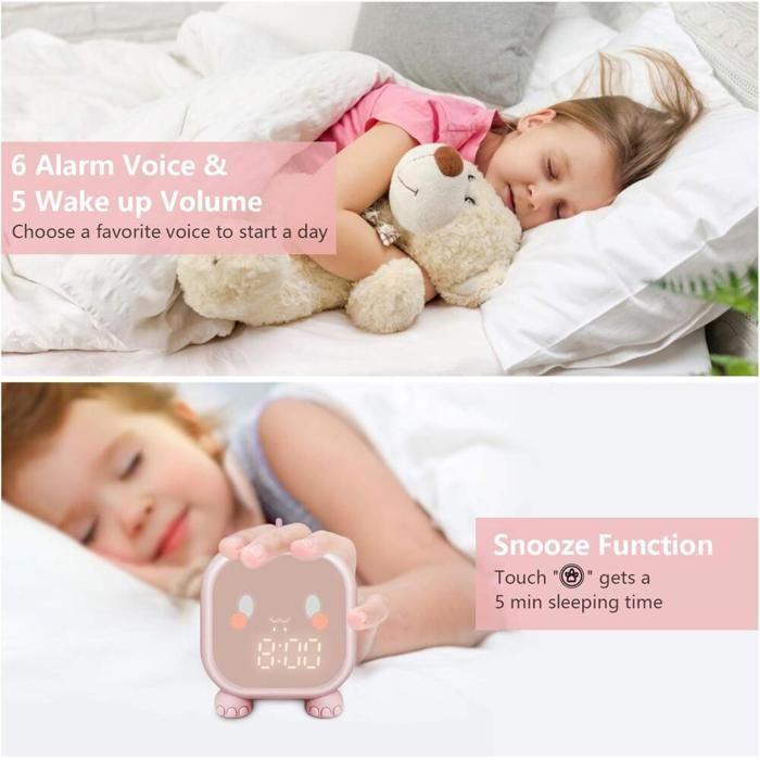 Réveil enfant numérique rose AUCUNE, lampe réveil USB, horloge chambre enfant, veilleuse douce