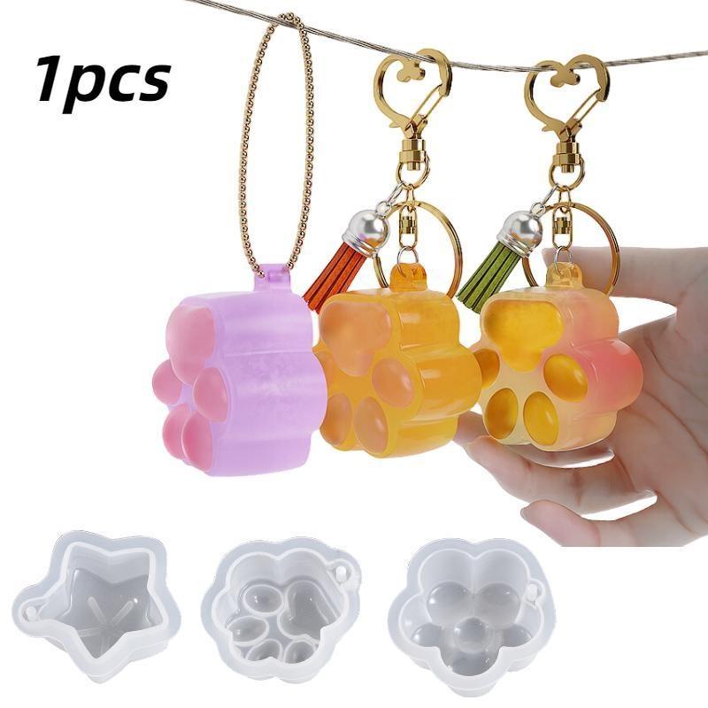 Diy Keychain Drip Mold Resin Flower Cat Claw Pentagram Pendant Silicone Mold
