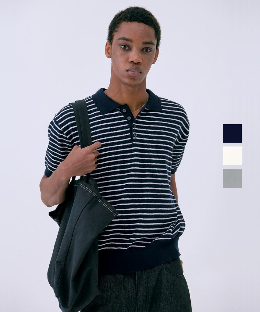 Peullojeulum Pure Cotton Collar Knit Stripe 3Color