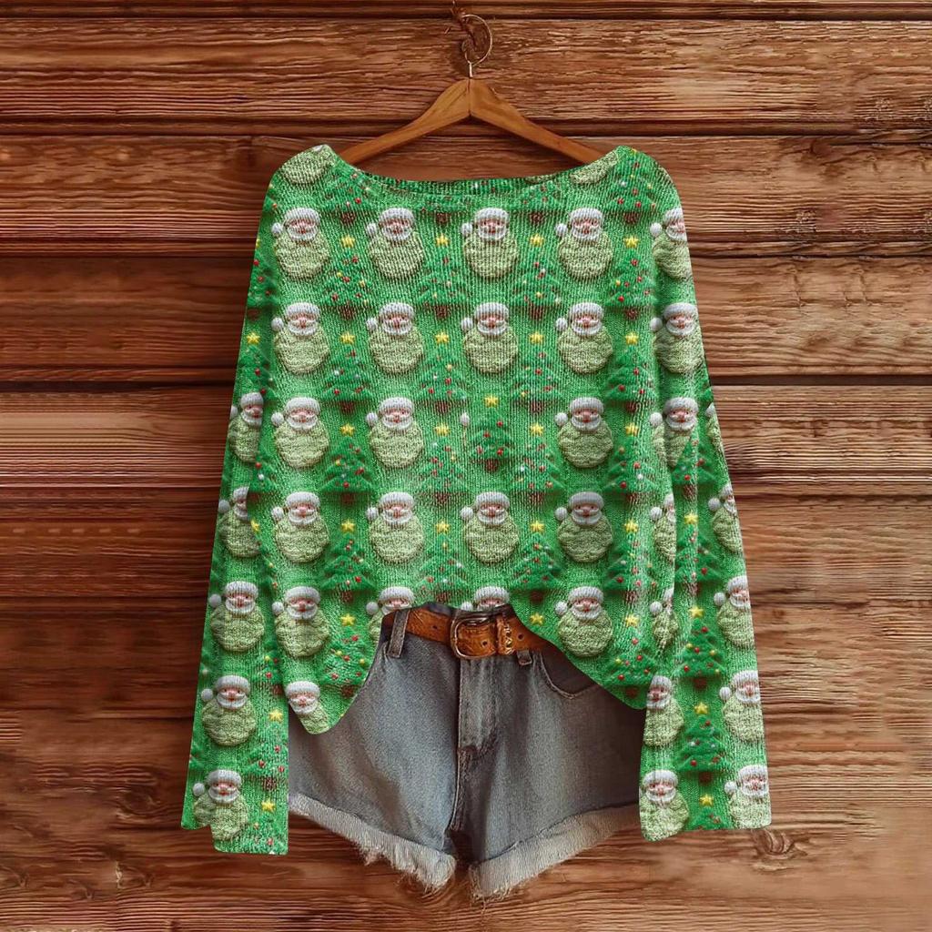 Damenmode Langarm Weihnachten Schneemann Schneeflocke Druck Jacke Strickjacke