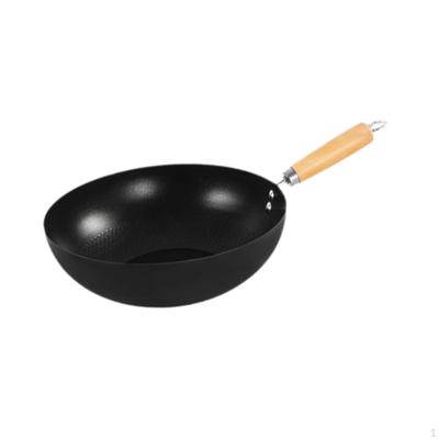Chinesische Wok Bratpfanne Kochtopf mit Holzgriff Küchenutensilien Robustes Mehrzweck-Ei Backen