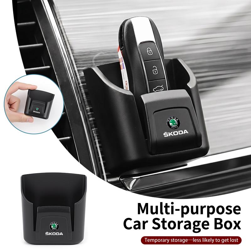 Car Vent Storage Box Tools Organizer Card Holder Tidy Case Accessories For Skoda VRS Octavia Kamiq Kodiaq Karoq RS Superb Fabia BS2