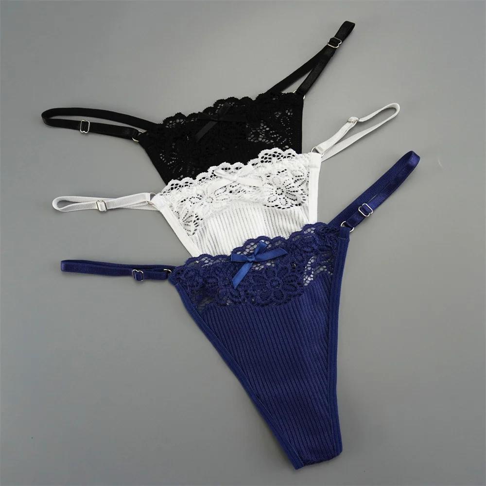 3Pcs/Pack Women Sexy Thong  Low Waist Sexy Underwear Hollow Out Lace Panties Lingerie Superior Comfortable G-String Fast Send