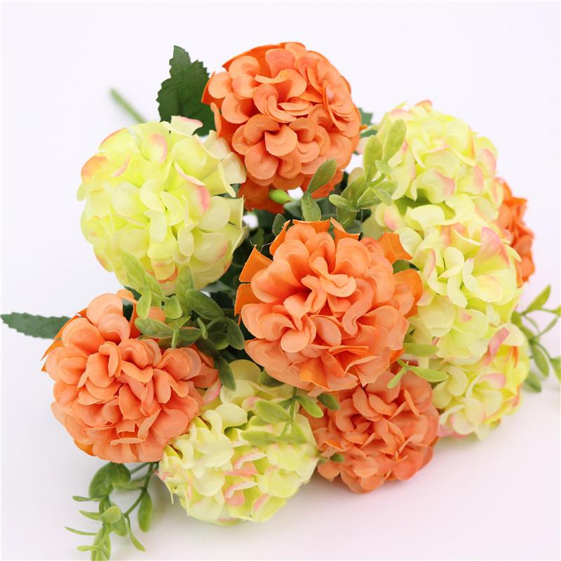 15 flower head artificial flower silk hydrangea white wedding small bouquet fake flower party DIY decoration