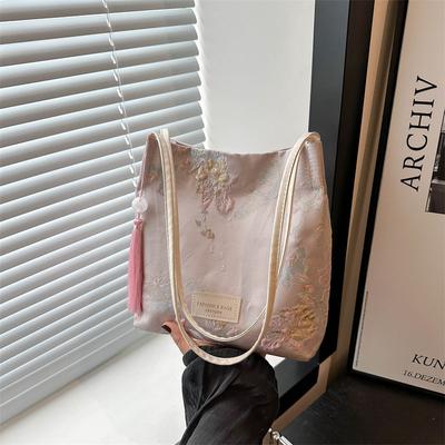 New Chinese Style  Fashionable  Large Capacity  Single-shoulder Underarm Bag New Fashionable Work Commuter  Single-shoulder Bucket Bag