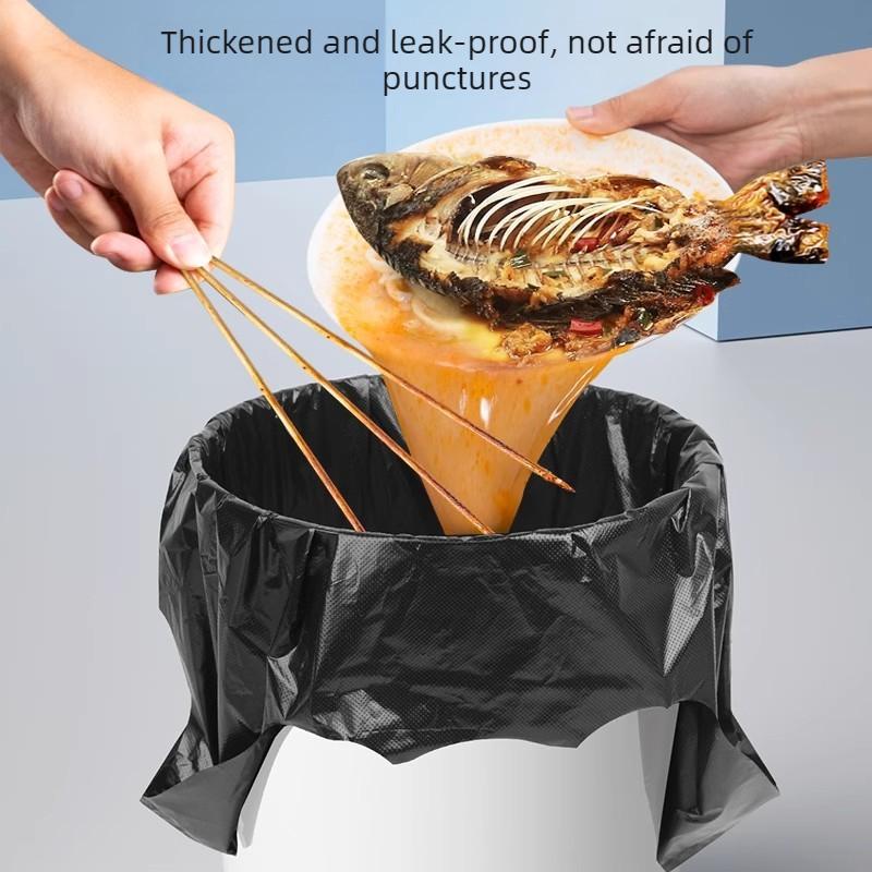 Black Vest-style Garbage Bags, Medium To Large Size, Extra Thick, Large Handle, Household Kitchen Plastic Garbage Bags