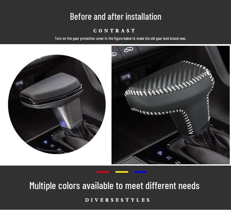 Genuine Leather Gear Shift Cover for 2021-2024 US Elantra, Santa Cruz, and Tucson