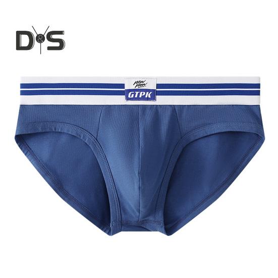 Men Briefs Mid-rise Elastic Waistband Breathable Color Matching Slim Fit Underwear with 3D Pouch Design Daily Wear