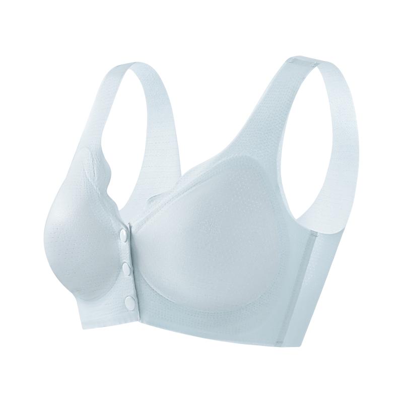 Girls' Underwear Front Button Bra Without Steel Ring Gathering Anti Sagging Mom Underwear Middle-aged Mom Style Front Opening Button