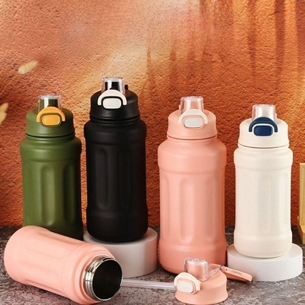 316 Stainless Steel Thermos Cup Large Capacity 800ml Sports Fitness Kettle Portable Handle with Straw Sports Drinking Cup