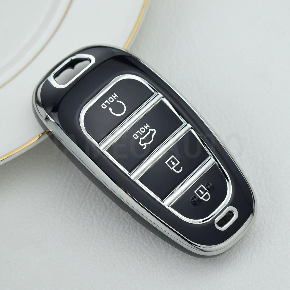 

For Hyundai Santa Fe Tucson 2022 NEXO NX4 Atos Prime Solaris 2021 TPU Car Remote Key Case Cover 4 Button Auto Accessories