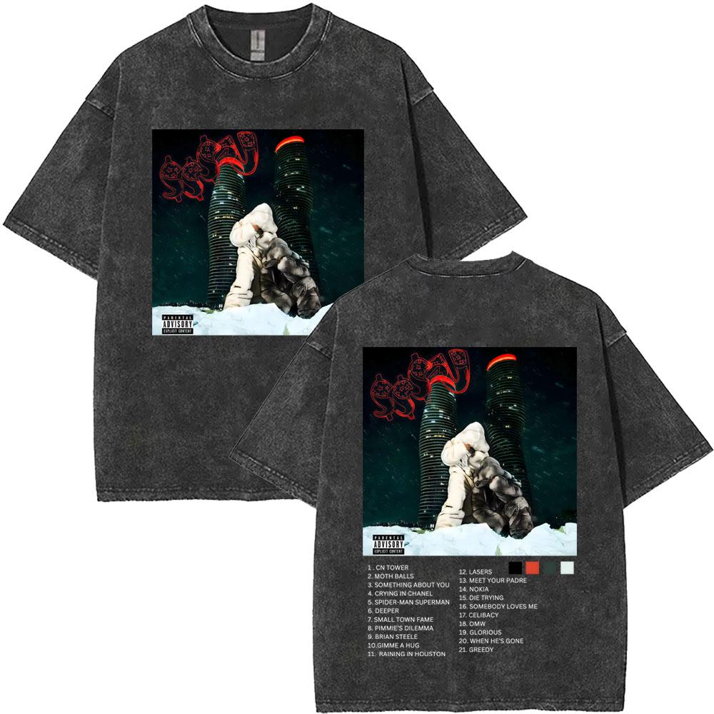 Washed Vintage Rapper Partynextdoor with Drake SSSU Some Sexy Songs  U Album Graphic Tshirt Men Hip Hop Oversized Streetwear S