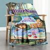 Dora Explorer Personalized Name Blanket Multi-purpose Customizable Blanket Soft & Cozy for Picnics Living Room Livingroom Bedding Ideal for All Season