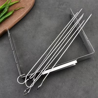 Creative BBQ Skewer Rack Set Stainless Steel with 6 Skewers BBQ Grill Rack Grill Skewers Foldable Outdoor Grill Tools
