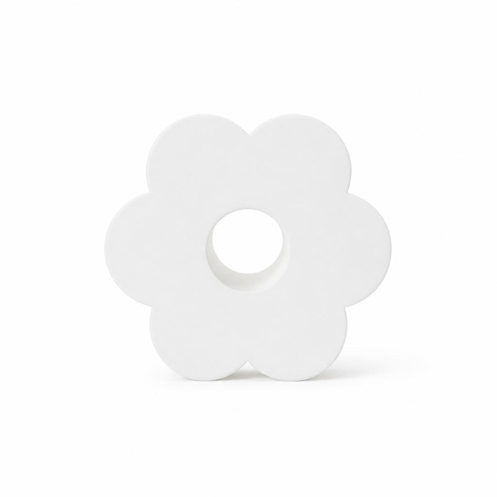 White decorative vase in the shape of a flower, modern design