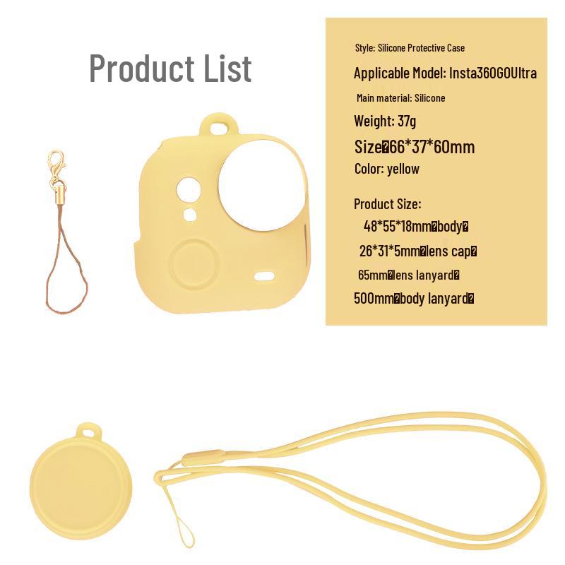 Insta360GoUltra Silicone Case: Anti-fall Shell with Lens Cap & Lanyard