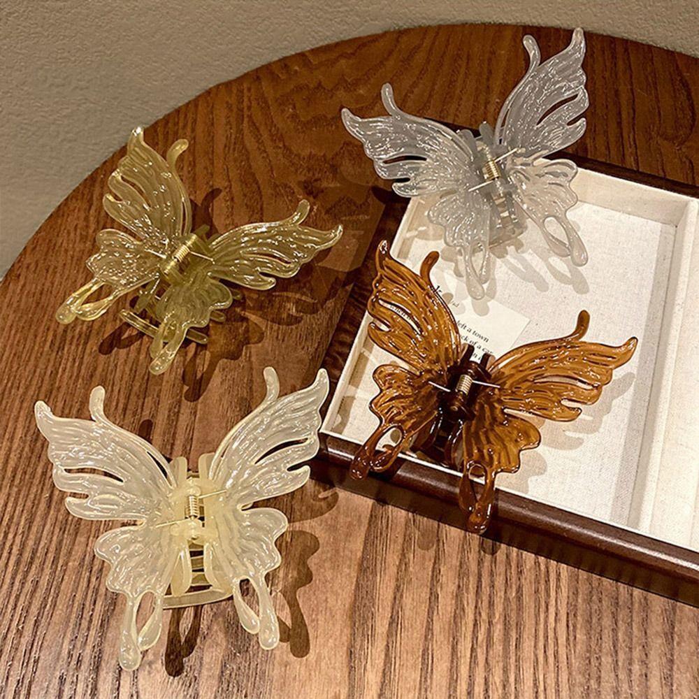 Large Butterfly Decorative Hair Clip, Women's Hair Claw Sweet Fairy Butterfly Hair Clip, Multi-Color Transparent Acrylic Hair