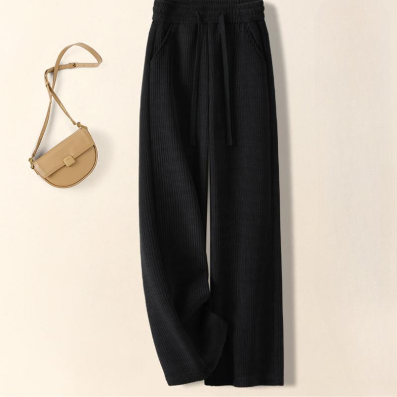 Purple Chenille Wide-leg Pants for Women In Autumn and Winter New High-waisted Slimming and Narrow Draping Version Corduroy Straight-leg Pants