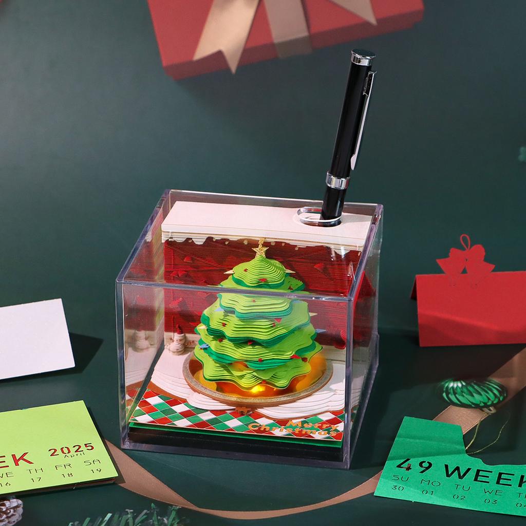 Calendar In 2027 Punch In Desk Calendar Creative 3D Paper Sculpture Desktop Decoration of the Christmas Office