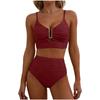 2 Piece Bikini Set Women’s U-Wire Cutout Popular Swimsuit High Waisted Textured 2026 Summer Beach Swim Female Bathing Suits