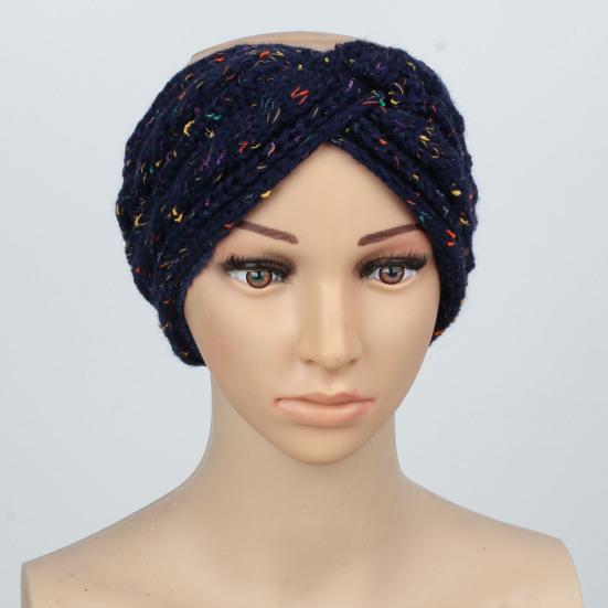 Hårbånd Myk Ull Strikket Pannebånd med Fargerike Prikker Fløyelsfôr Varm Pustende Elastisk Hårstrikk Hårtilbehør