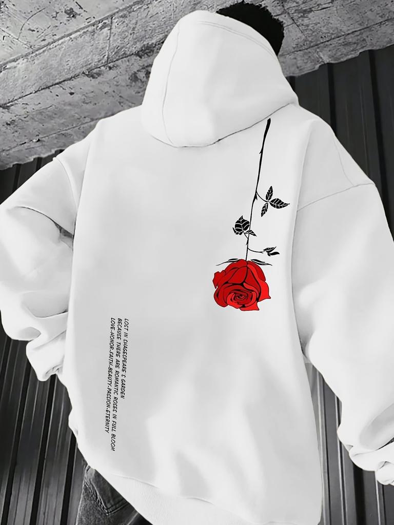 Herren Herbst Winter Buchstabenprint - Gefütterter Kapuzenpullover, Vielseitiger Lässiger Lockerer Hoodie