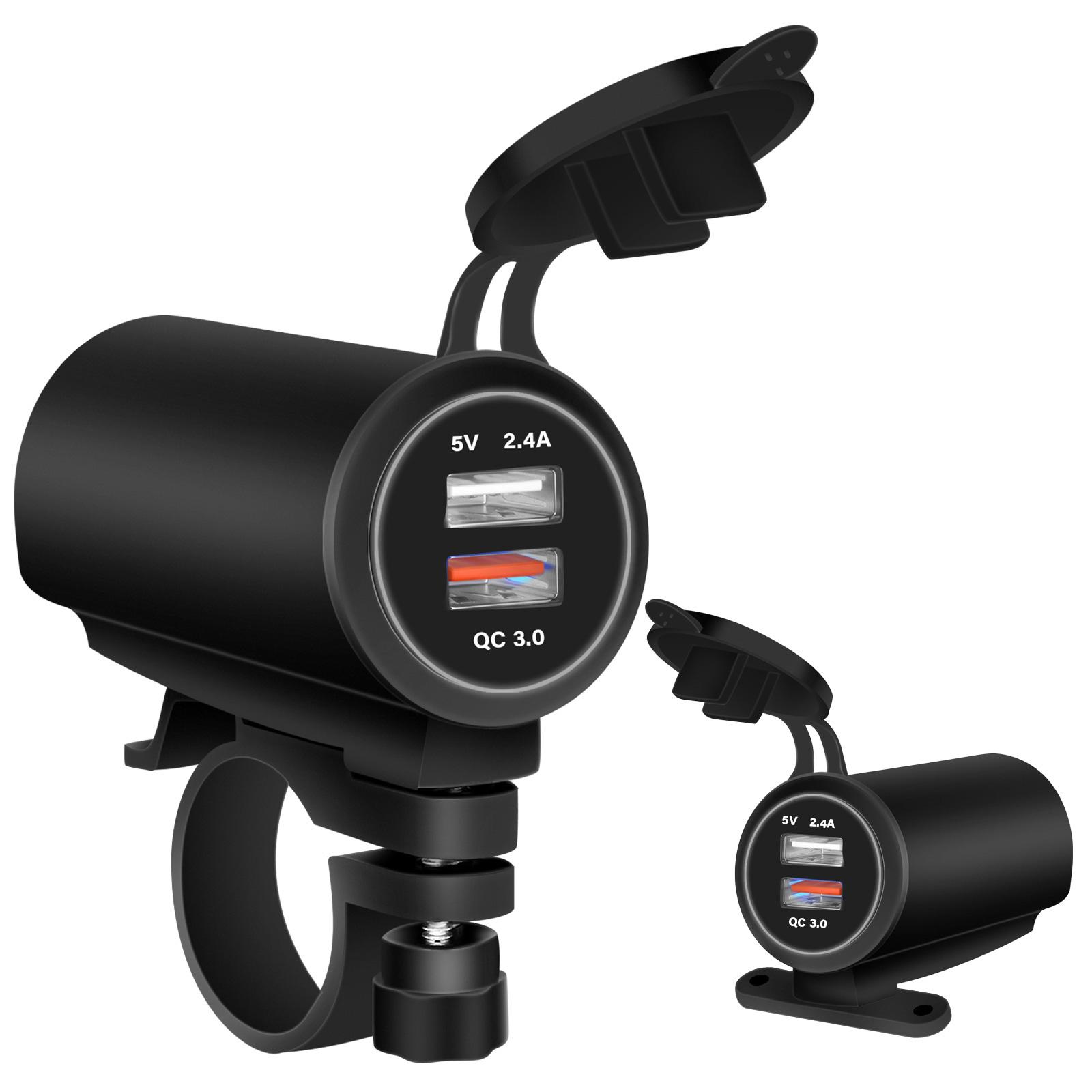 

Мотоциклетное USB-зарядное устройство 12-24 В, двухпортовое, быстрая зарядка, USB-разъем, водонепроницаемая быстрая зарядка для телефона, GPS-камеры