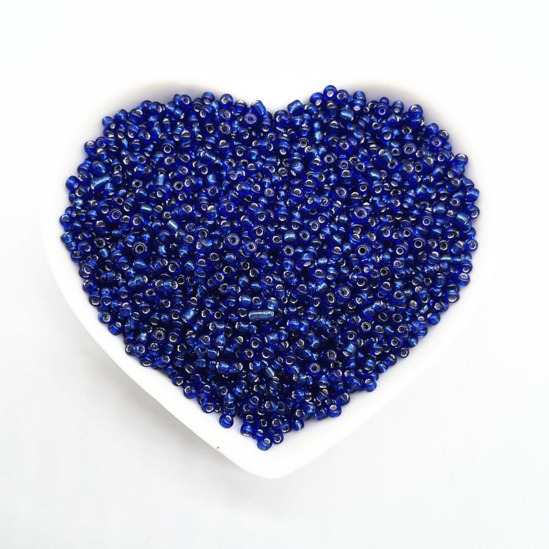 450g/Beutel 2mm 3mm 4mm Effekt der Silberfarbe Gefütterte Charms Glas-Samenperlen DIY Armbandperlen für Schmuckherstellung Zubehör