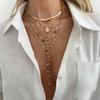 SHIXIN 5 Stück/Set Mode Y-förmige Bunte Kristall Schlüsselbein Kette Damen Boho Exquisit Gold Farbe Kreuz Anhänger Halskette Schmuck