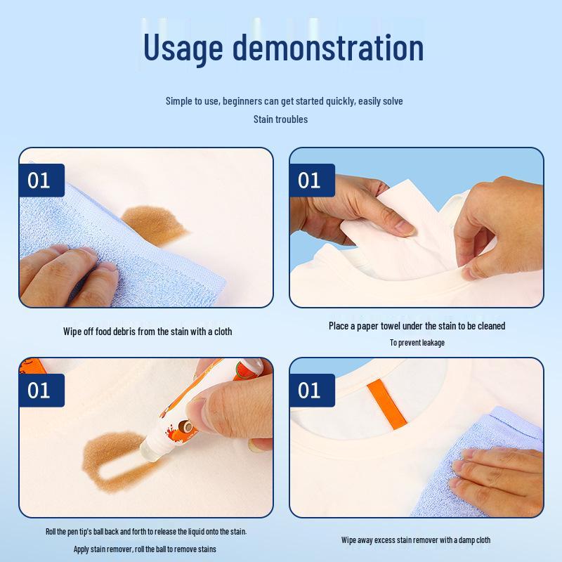 Portable Waterless Rollerball Stain Remover Pen for Fast Oil & Tea Stain Cleaning On Clothes