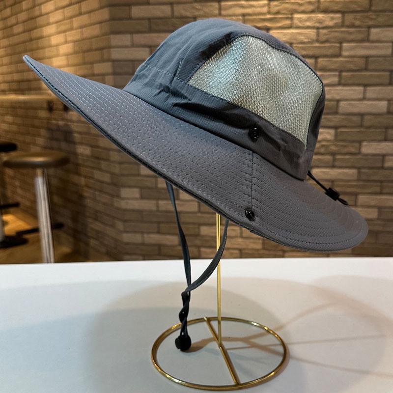 

Men s Wide Brim Sun Hat Breathable Mesh Outdoor Fishing Cap Uv Protection Bucket Hat темно-сірий колір
