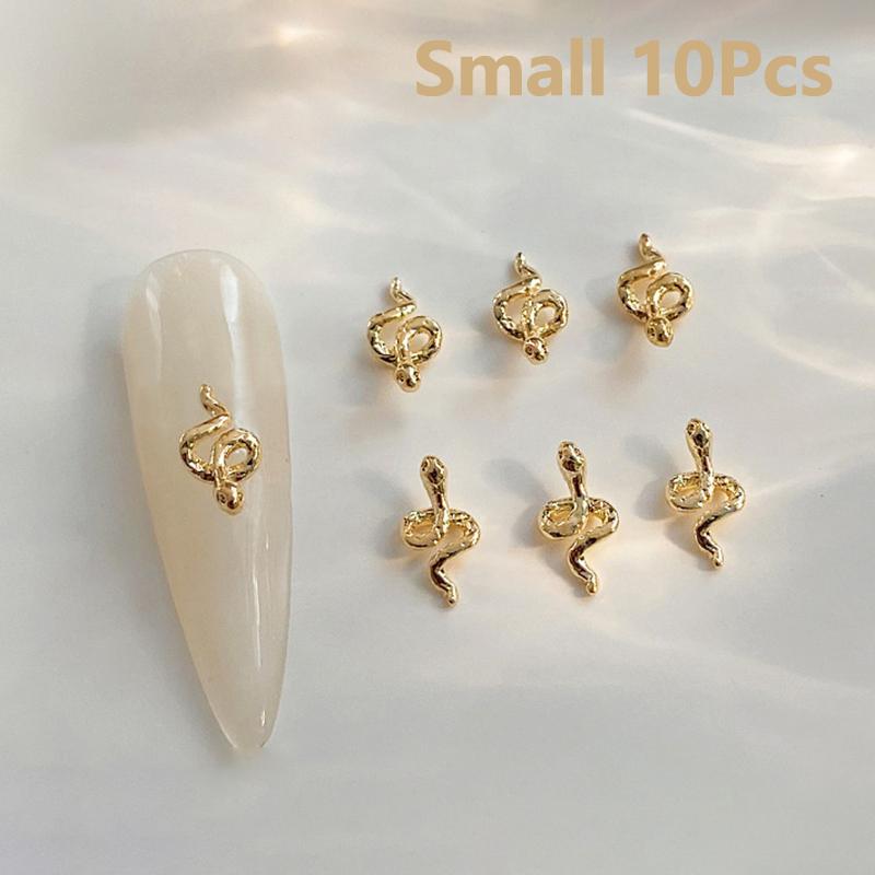 

10 шт., украшения для ногтей в виде змеи из сплава, 3D-аксессуары для ногтей, украшения для ногтей, энтузиасты нейл-арта S золотой