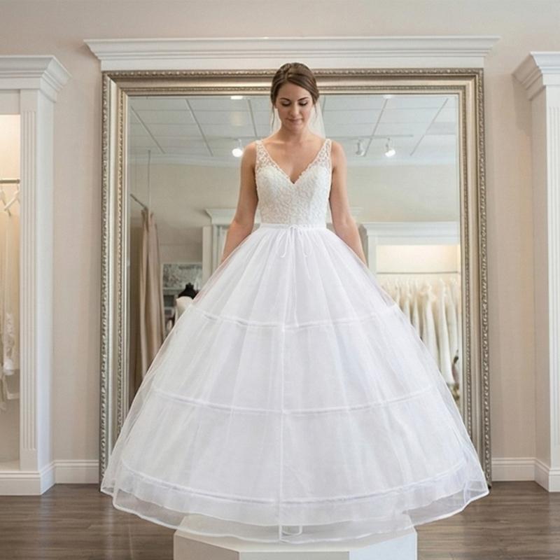 Bride Gown Petticoat with 3 Hoops Support Elastic Waist Band Tulle Underskirt for Wedding Dress and Evening Gowns