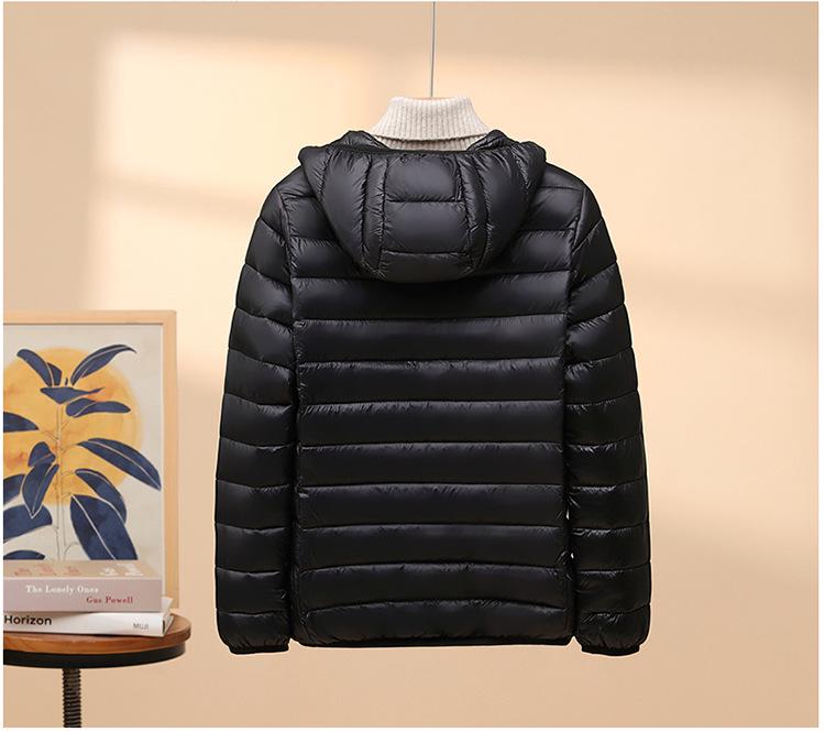 Korean Style Womens Lightweight Cotton Down Jacket Loose Fit Short Hooded Stand Collar Autumn Winter Coat