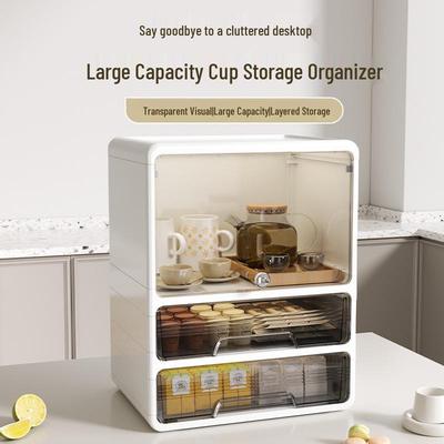 Multi-layer Dustproof Cup Holder & Storage Rack for Living Room