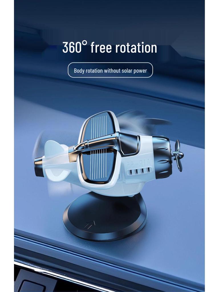 Solar-Powered Rotating Airplane Dashboard Ornament