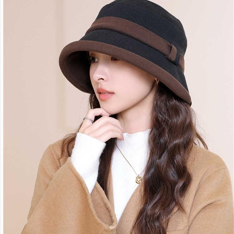Hat Female Spring and Autumn New Color Matching High Quality Bucket Hat Traveling Shopping Fashion Show Face Small Sunshade Basin Hat