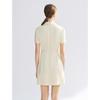 Elegant French Triacetate Belted Short A-Line Dress